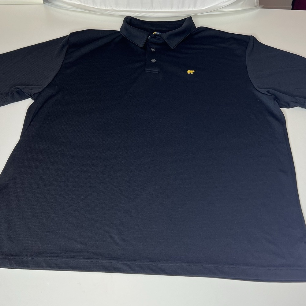 Jack Nicklaus Polo Shirt Mens XL Black Yellow Bear Logo Golf Performance